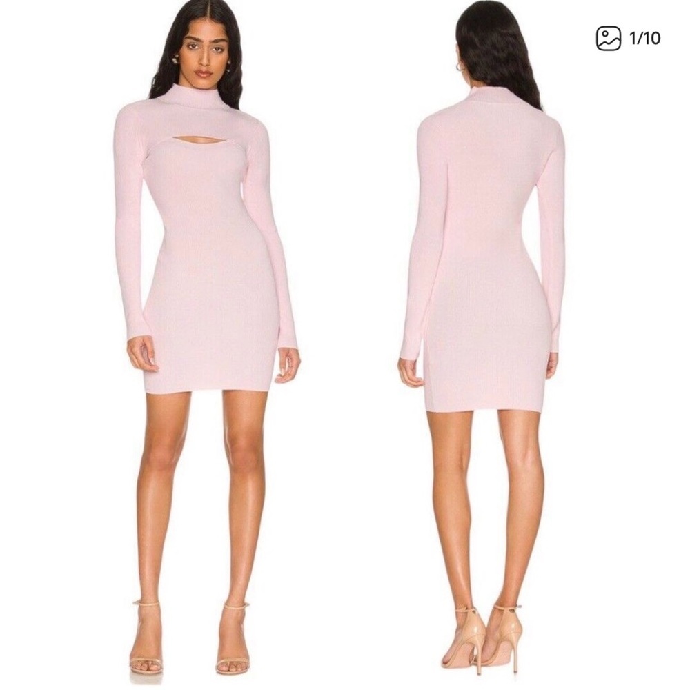 Bardot Rory Cutout Knit Mini Dress Pink Sorbet NWT Medium Bodycon Nordstrom $119